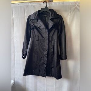 BEBÉ - Trench Coat • Size S • color BLACK • Satin texture • Missing Belt
